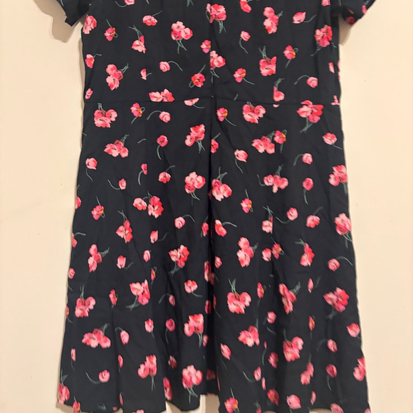 Gap + Short Sleeve Black/Pink Floral Print Fit and Flare Dress 16 - Picture 14 of 15